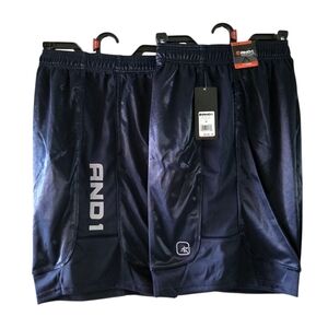 AND1 Men's Baggy Athletic Navy Blue Basketball Shorts Sz M NWT 2-Piece